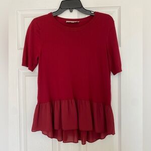 Loft Red Knit Top Size Small